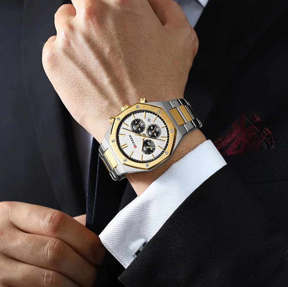 Fashion New Casual Business Men's Watch Three Eyes Six Pins Waterproof Calendar Timing Steel Belt Quartz Watch Automatic Watch