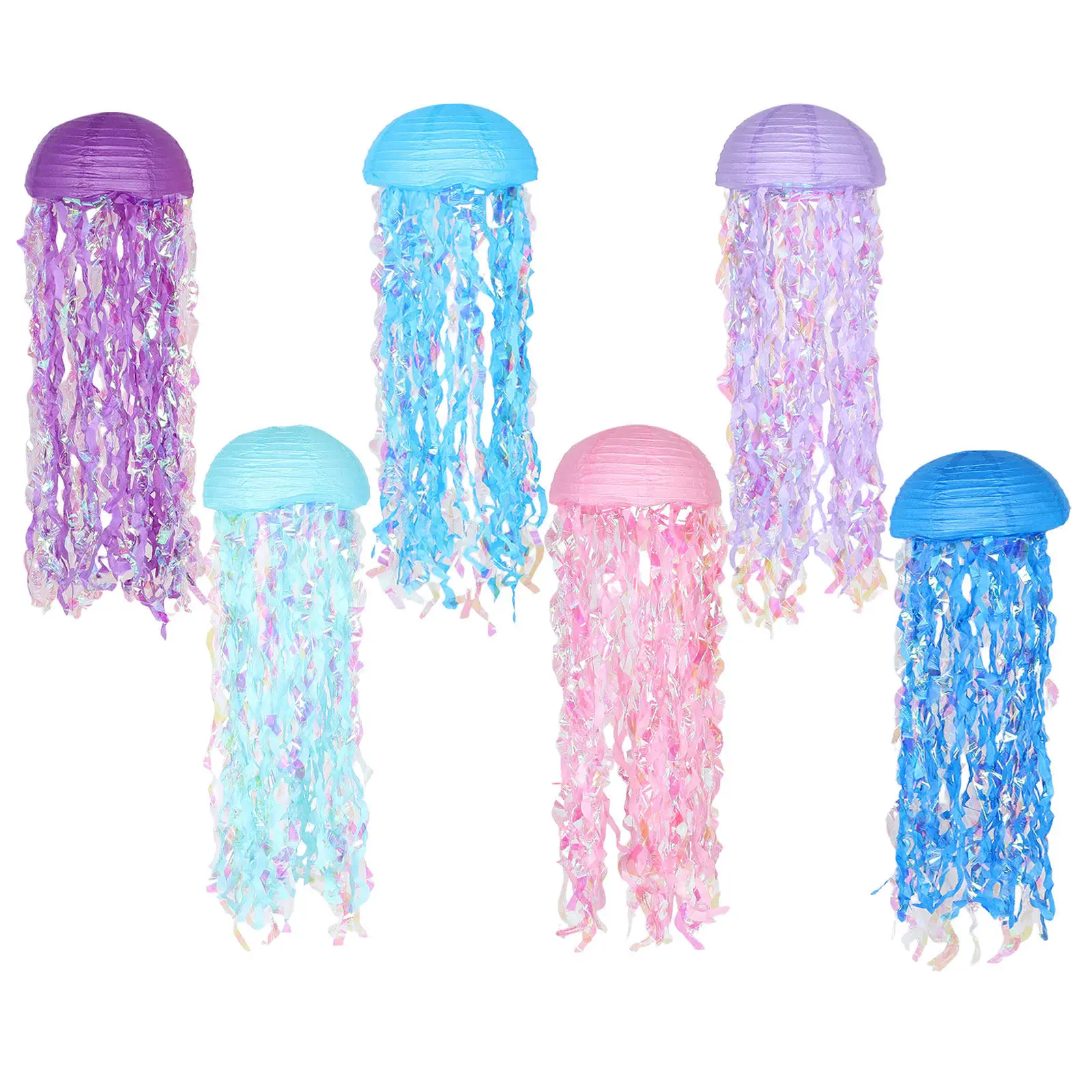 6pcs Ocean Hanging Decorations – Mermaid Scale Lanterns for Under the Sea Party, Beach Event, Indoor Outdoor