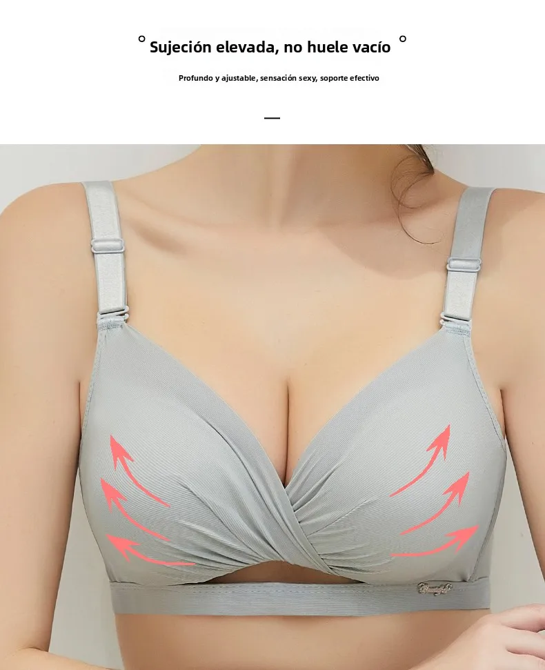 Conjunto de sujetador y bragas finos y sin costuras para mujer, con ajuste inalámbrico, efecto realce de pecho plano, para ve...