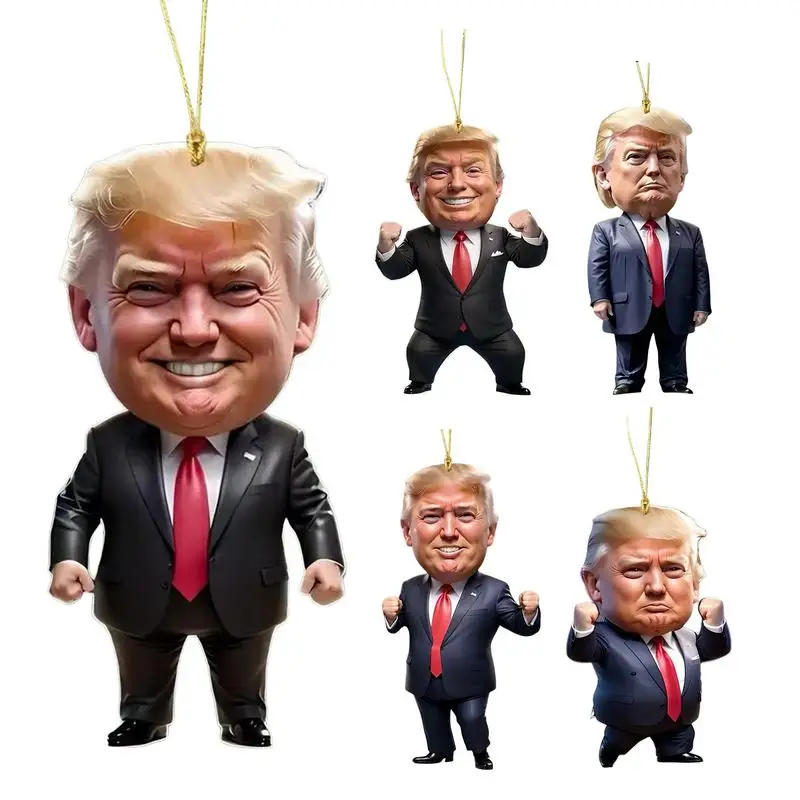 President Car Ornament Creative Auto Rearview Pendant President Car Rear View Pendant 2D Acrylic Automotive Hangable Ornament