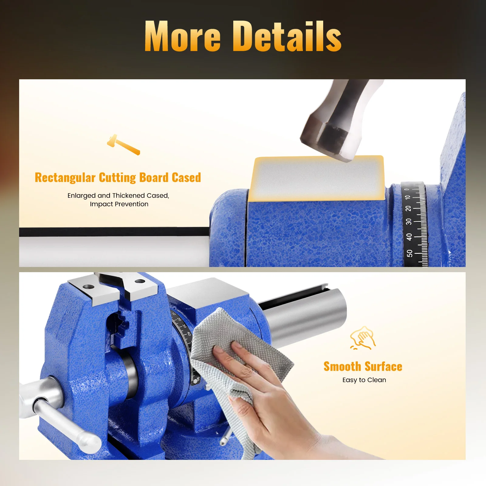 Professioneller Schraubstock, groß, 100 mm Spannweite, multifunktionaler Tischschraubstock, zweiachsige Drehung, 360-Grad-Parallelschraubstock, hochwertige Stahlbacken – Detail 9