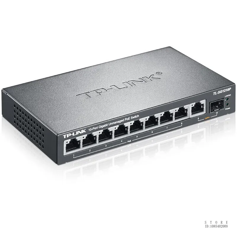 TP-LINK Full Gigabit 8-port POE Switch 8GE(PoE)+1GE+1SFP Steel Shell Design Network Cable Splitter Internet Splitter TL-SG1210P