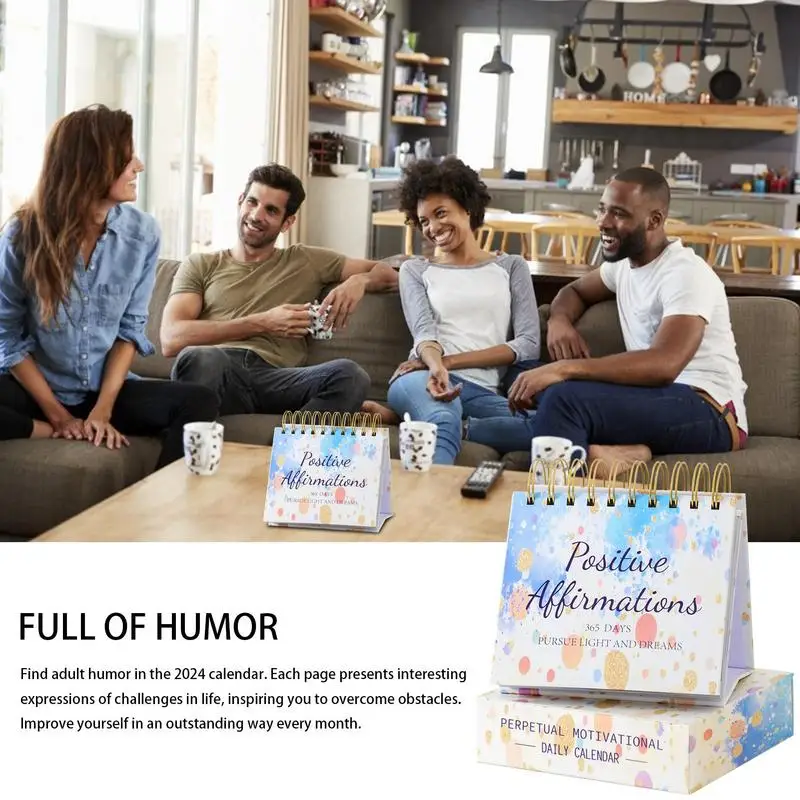 일일용 감동적인 인용문 달력으로 유머러스한 동기 달력이 있는 2024, 풀 컬러, 긍정적인 창의적 책상