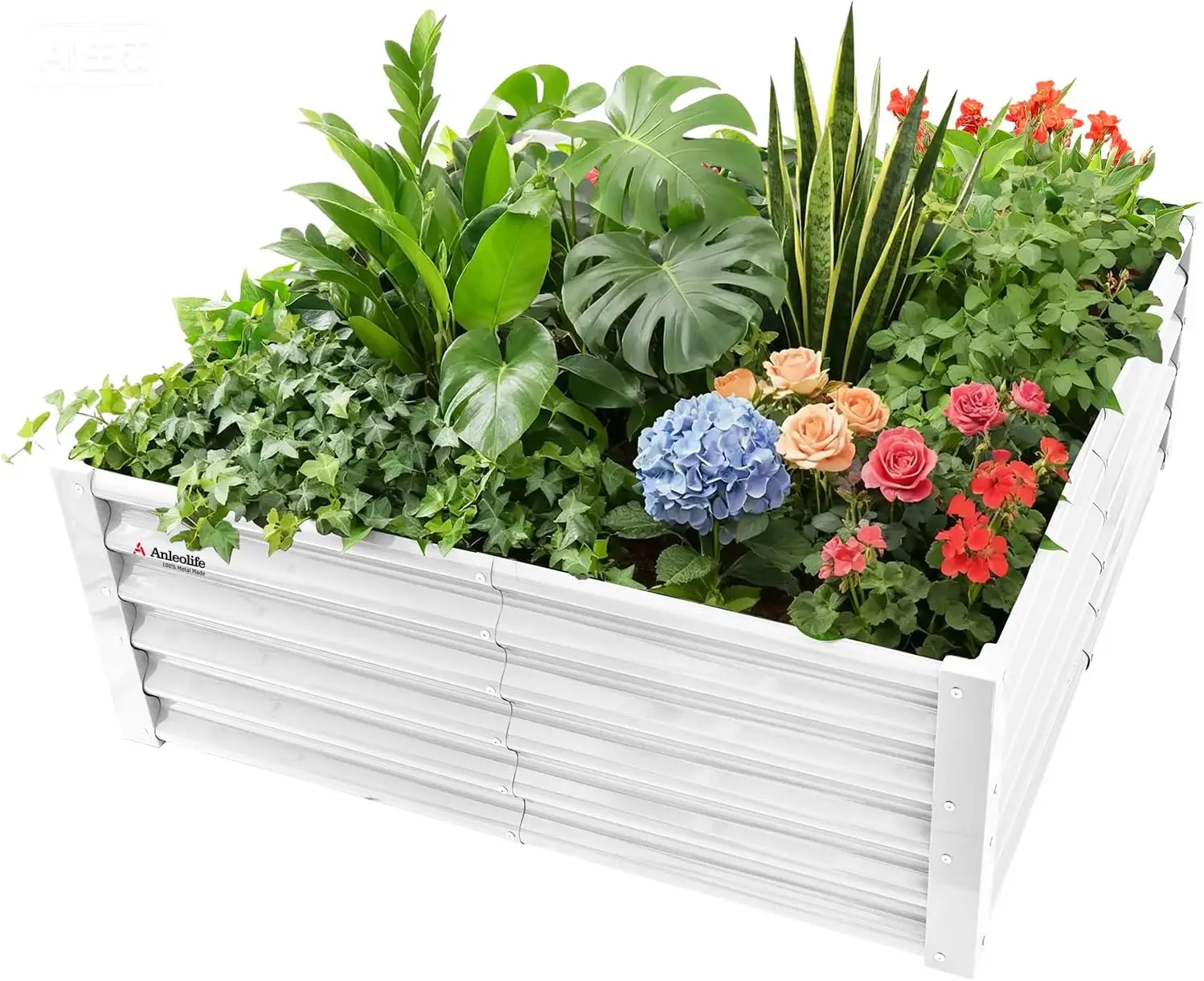 

4x4x1 Galvanized Metal Raised Garden Bed Planter Box for Plants, Vegetables, Flowers, Herbs