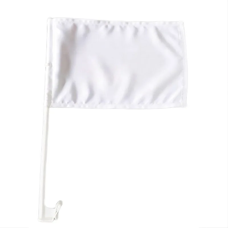 10pcs Sublimation DIY White Blank Polyester Double Sided Car Banner Flags  With Flagstaff