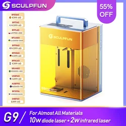 SCULPFUN G9 Laser Engraver 2W Infrared+10W Diode Blue Dual Ultra High Speed Light-ning Engraving 2-In-1 Laser Marking Machine