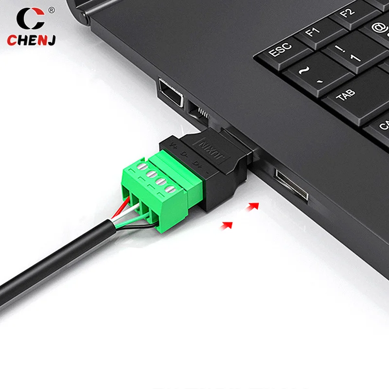 Adaptateur de prise USB 2.0 Type A, connecteur avec bouclier, prise mâle et femelle, prise de borne à vis, type A, 4 broches, 1PC