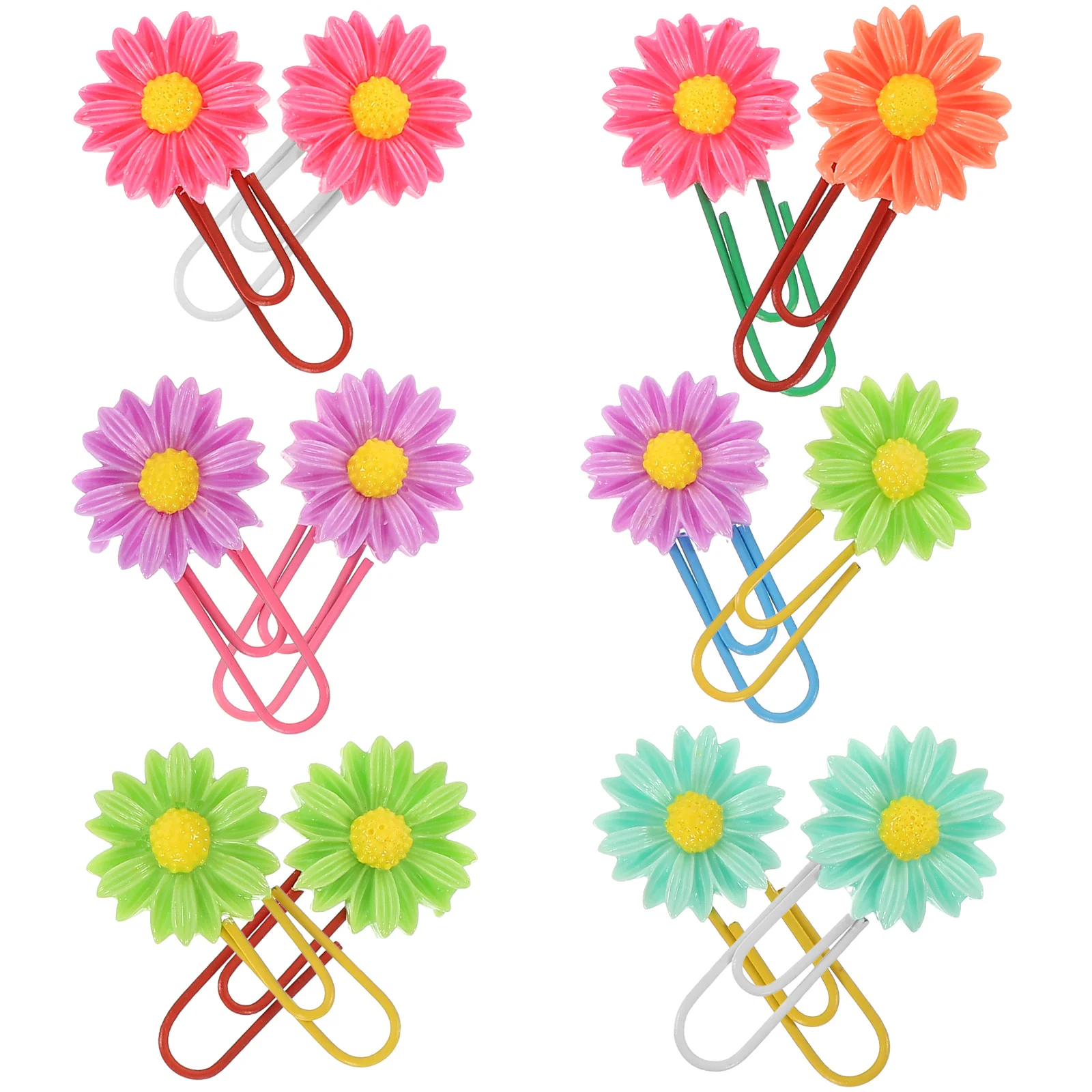 

12 pcs Gold Electroplated Bookmark Paper Clips Mixed Color Decorative Flower Bookmarks For Scrapbooks Notebooks Photos Gifts