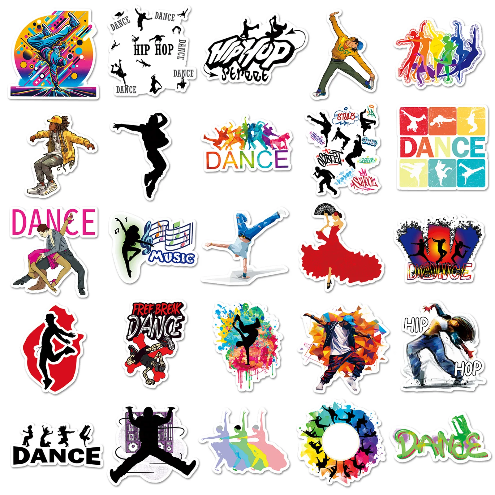 10/30/50PCS Cool Hip Hop Street Dance Art Sticker DIY Phone Laptop Luggage Skateboard Graffiti Decals Fun for Kid Toy