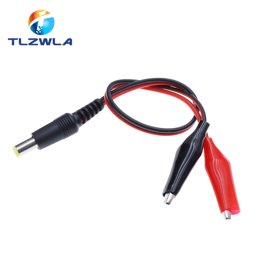 5.5X2.1 مللي متر التمساح كليب تيار مستمر الطاقة ذكر أنثى اختبار كابل رصاص سلك التمساح موصل إلى ذكر 25 سنتيمتر 5.5*2.5 مللي متر ﻿