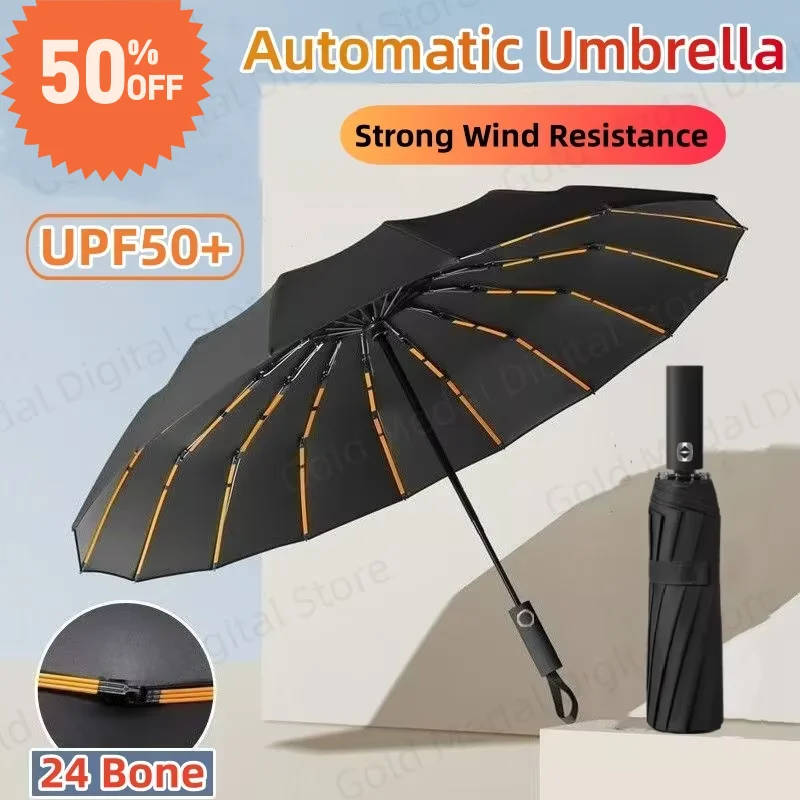 

For Xiaomi 24 Bone Automatic Umbrella Rain Sunscreen Umbrella Lightweight Collapsible Large Size Outdoor Sunshade UV Protection
