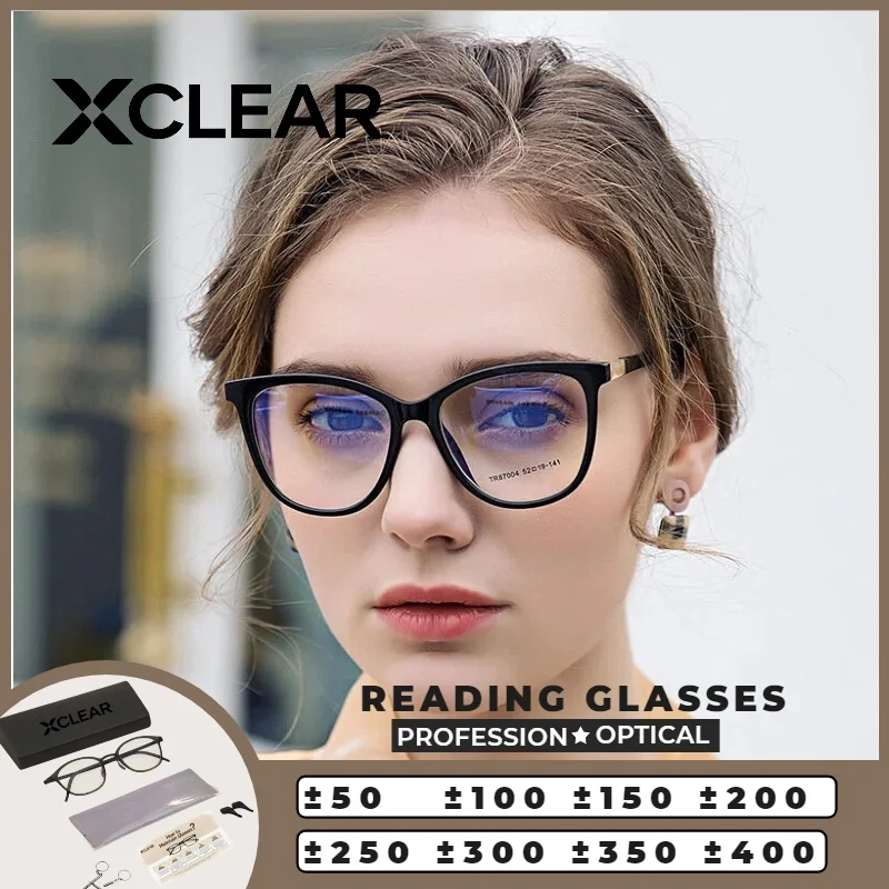 

XCLEAR Square Oversize Frame Prescription GlassesOptical Anti Blue Ray Myopia Progressive Prescription Eyeglasses ReadingGlasses