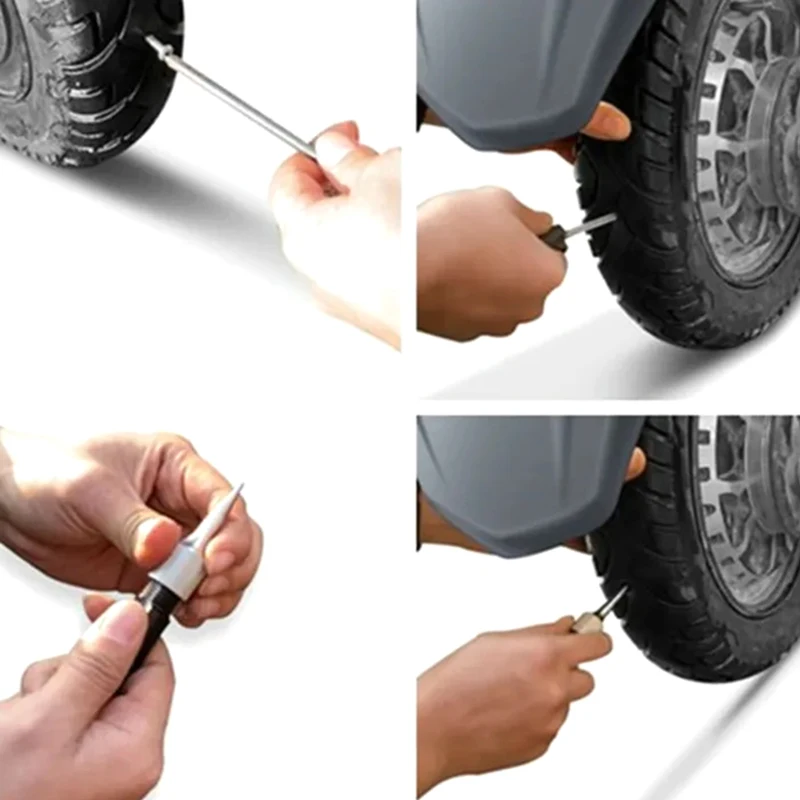 1 Set Car Motorcycle Tire Repair Plugger Tools Kit Puncture Mushroom Plug Probe Nozzle For Wheels