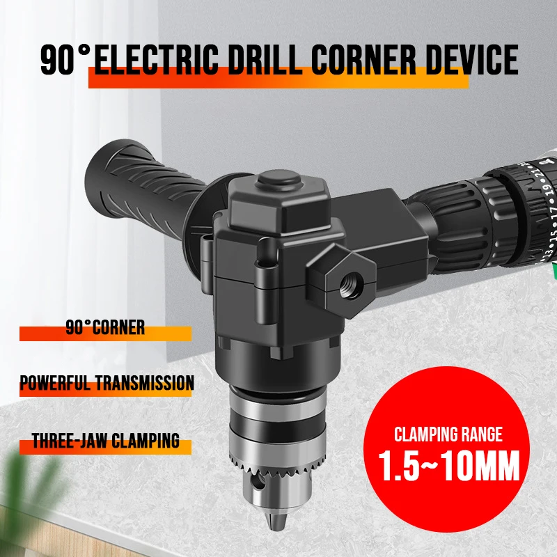 

Portable 90° Three Jaw Chuck Corner Angle Turning Drill Bit Impact Drill Adapter Extension Chuck Drill Adapter For Narrow Space