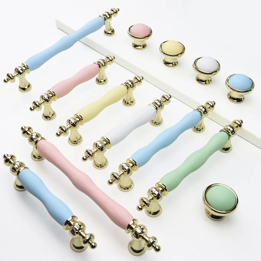

Modern Ceramic Handles High-end Zinc alloy Cabinet Drawer Knobs Beautiful Children's room Wardrobe Furniture Handles Pulls