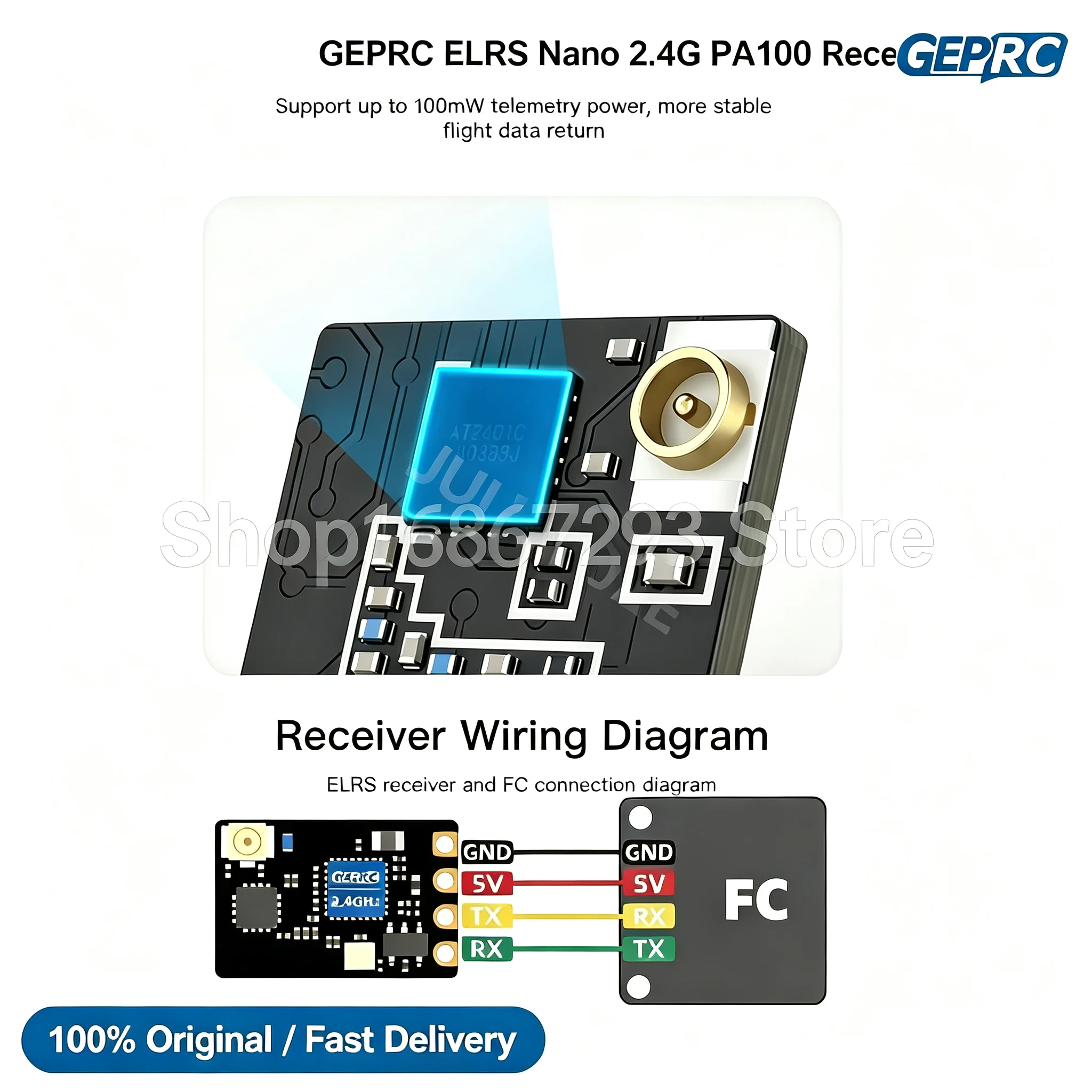 GEPRC ELRS Nano PA100 Receiver 2.4G ExpressLRS 100mW Accessory Parts Quadcopter