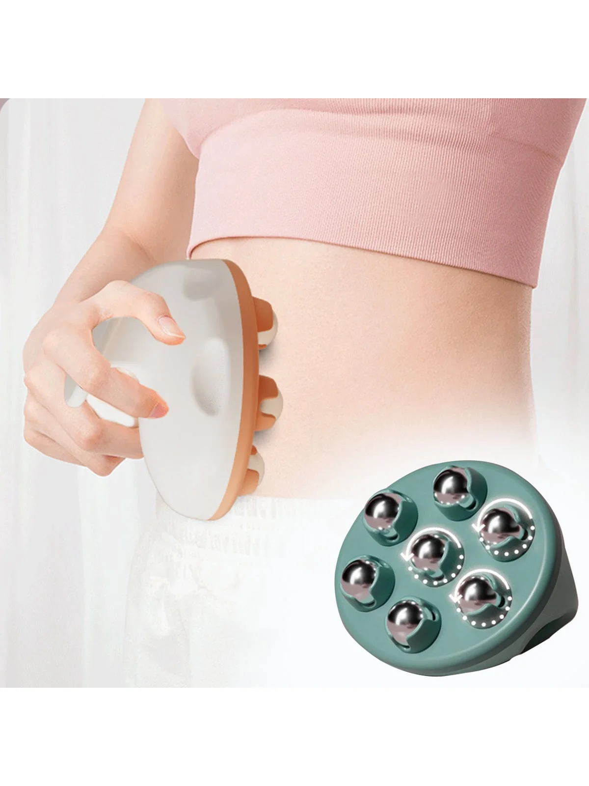 1PC Seven Ball Massager Roller Portable Multi‑use Body Massage Tool for Abdomen Arms Shoulders Waist Thighs