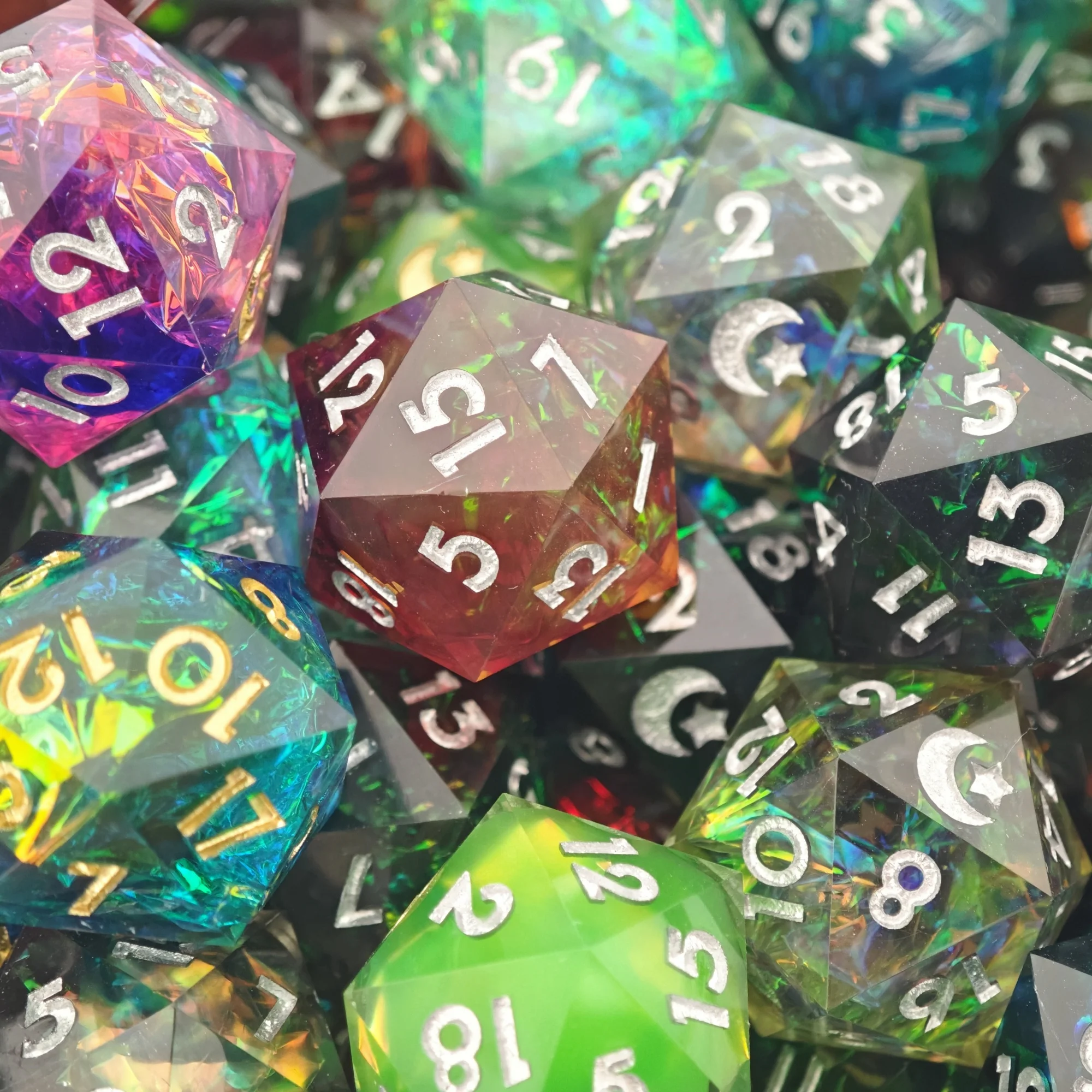 كوكب صغير ملون الراتنج D20 النرد صندوق أعمى ل TRPG الزنزانات والتنينات Cthulhu مجلس لعبة DND هدية 1 قطعة بالجملة مخصص #6