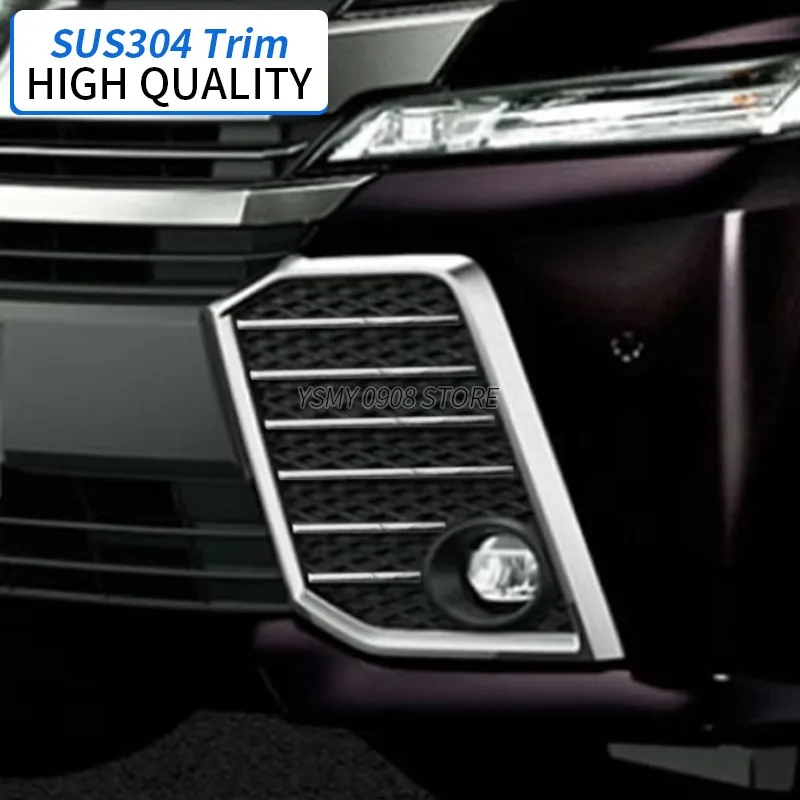 12 PCS High Quality Stainless Steel Car Styling External Accessories Light Frame Car Front Fog Lamp Trim for Vellfire 30 2015+