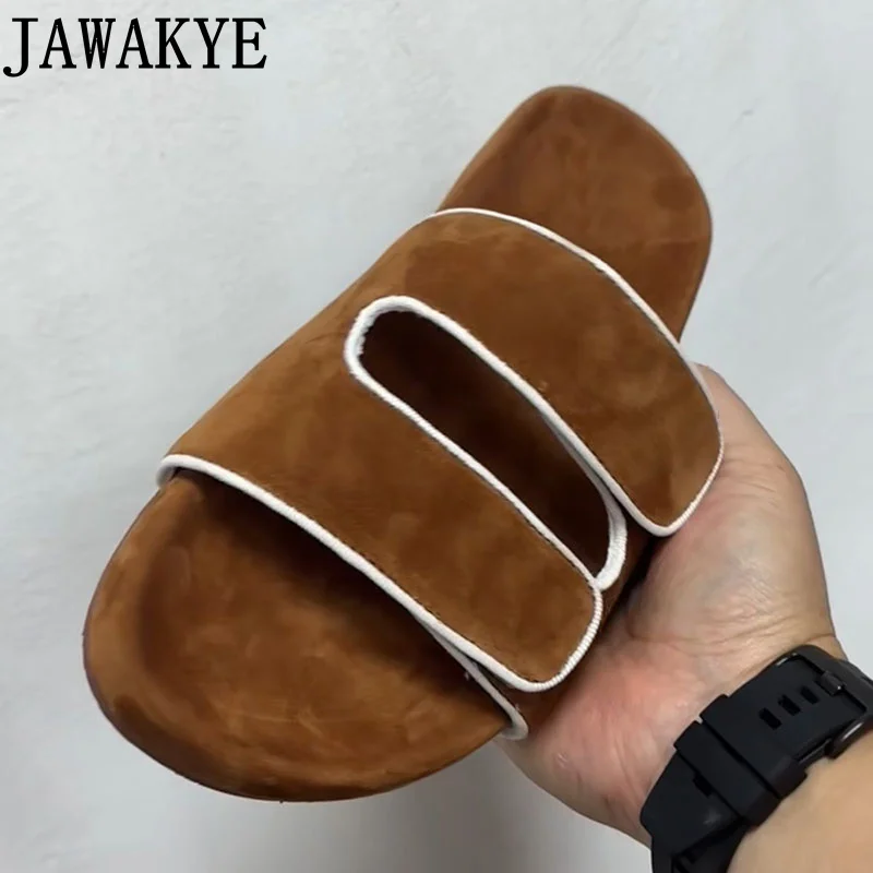 Brand Slippers for Men Bordered Leather Kid Suede Flip Flops Designer Shoes Summer Flip Flops Casual Slippers