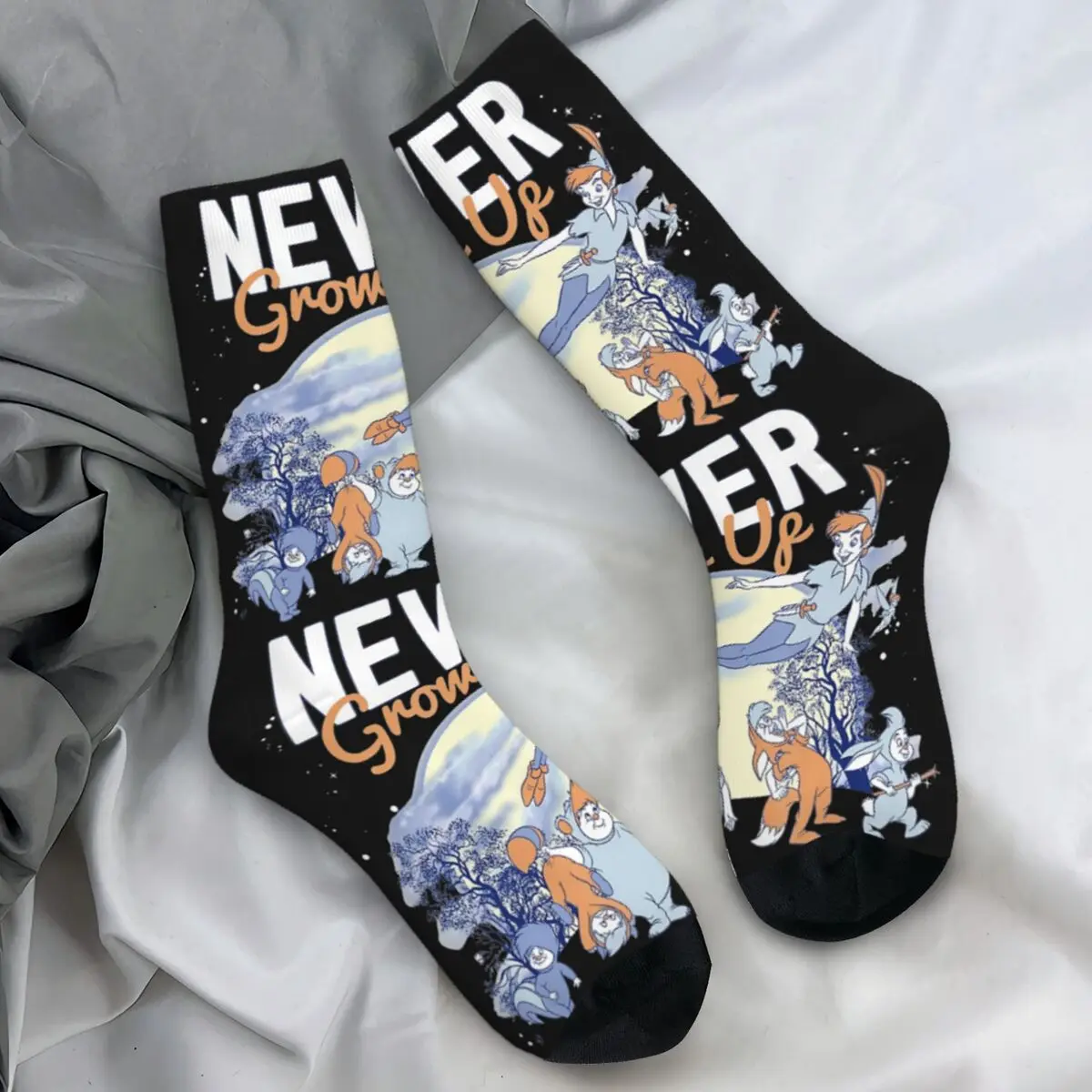 Peter Pan Lost Boys Never Grow Up Night Portrait Stockings Graphic Vintage Winter Non Slip Socks Men Skateboard Warm Soft Socks