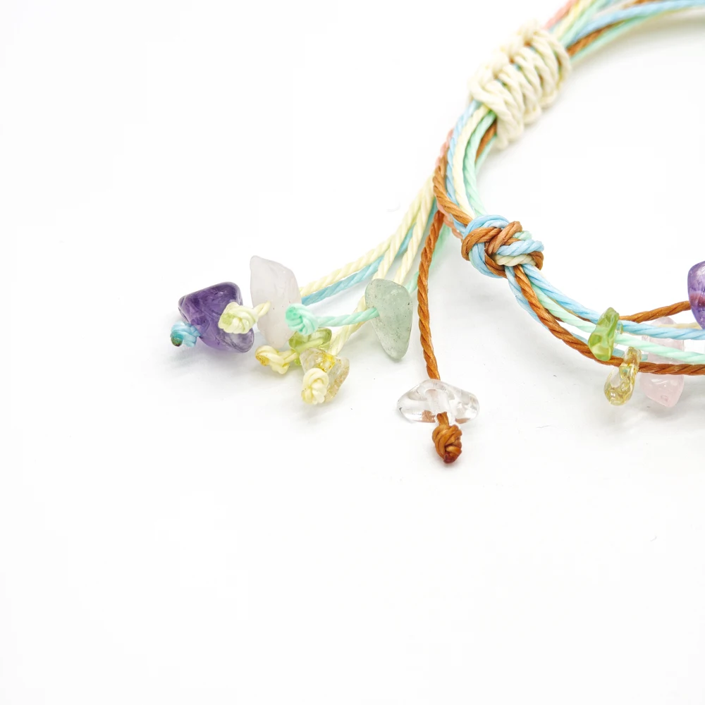 10 Stück verstellbares geflochtenes Kordelnetz, 1 roher Rohstein, Perlenhalter, Seil, Armband, natürlicher Quarzkristall, Heilung, Taschentasche, Armreif – Detail 11