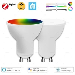 Zigbee GU10 LED Bulb Lamps Smart Light 7W RGBCW Dimmable Spotlight Works With Alexa Google Assistant Smartthings 110V 220V