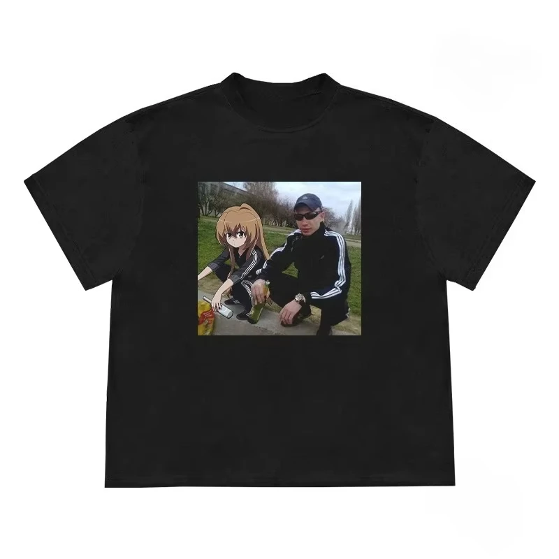 2025 Summer Hot Short Sleeve Tee Two Dimensional Linkage Hip Hop Rapper Street Rap Short Sleeve T-Shirt Anime Clothes Tops Tees