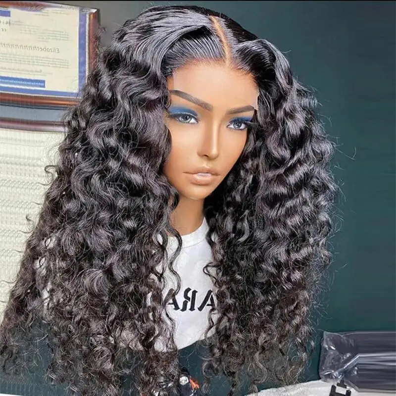 

26“ 180Density Glueless Soft Long Natural Black Kinky Curly Lace Front Wig For Women BabyHair Preplucked Heat Resistant Daily