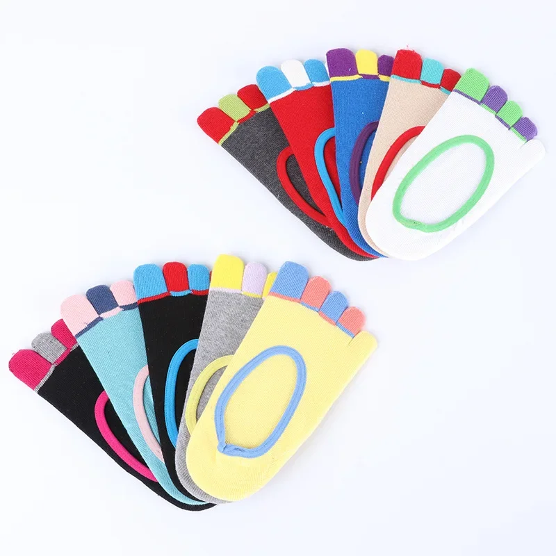 Multicolour Five-finger Boat Socks Invisible 5 Toe Socks Women's Socks