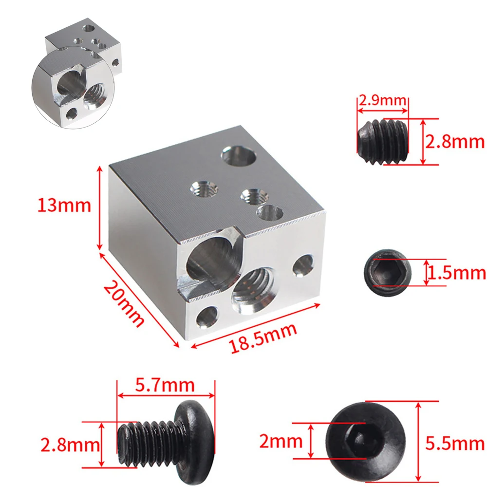 User Friendly Hotend Heating Block for SV07 3D Printer Extruders, High Durability Metal Heater Block Printer Accessory