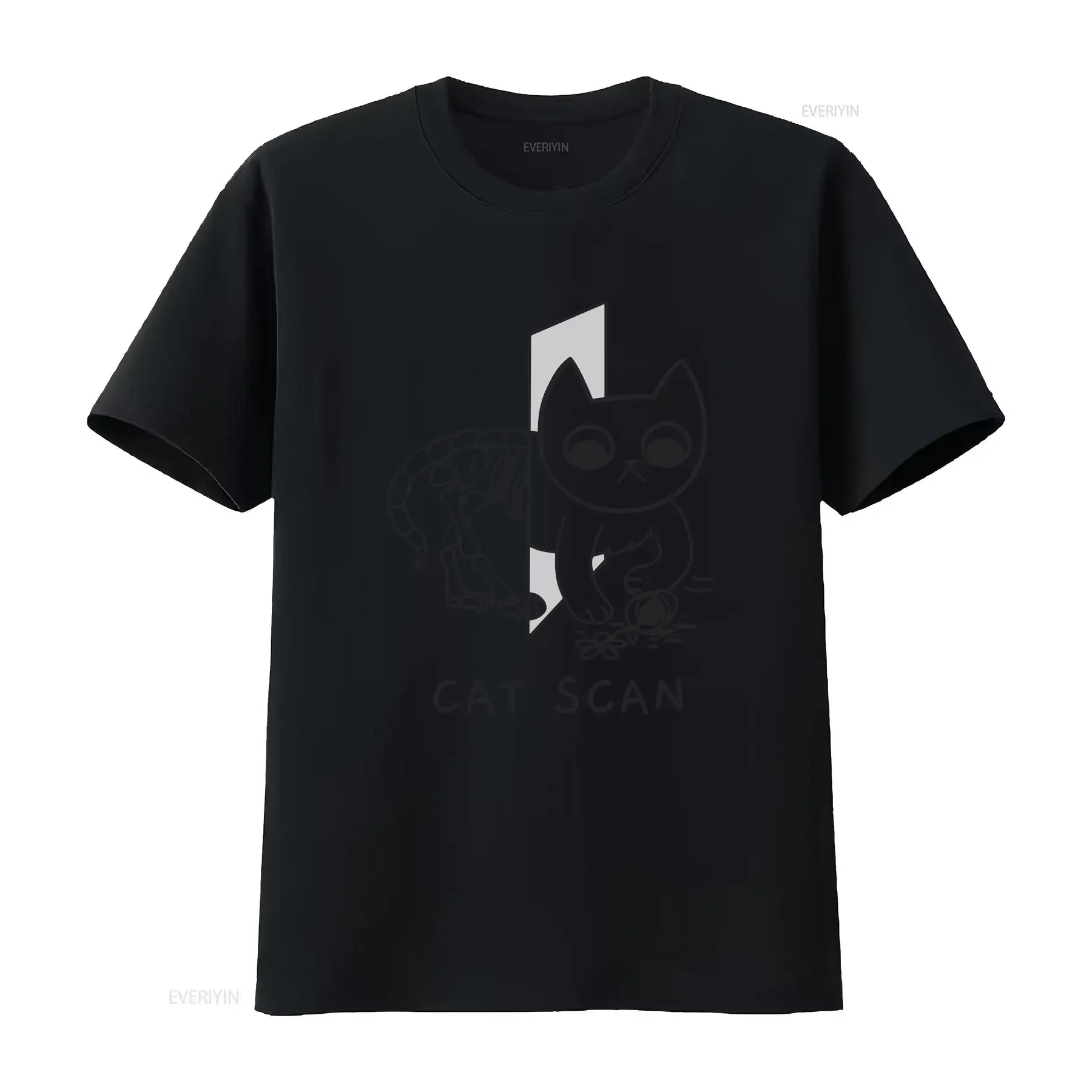 Cat scan top science medical joke T Shirt Heavy Cotton vintage Washed Soft Stylish Slightly Stretched homme Breathable