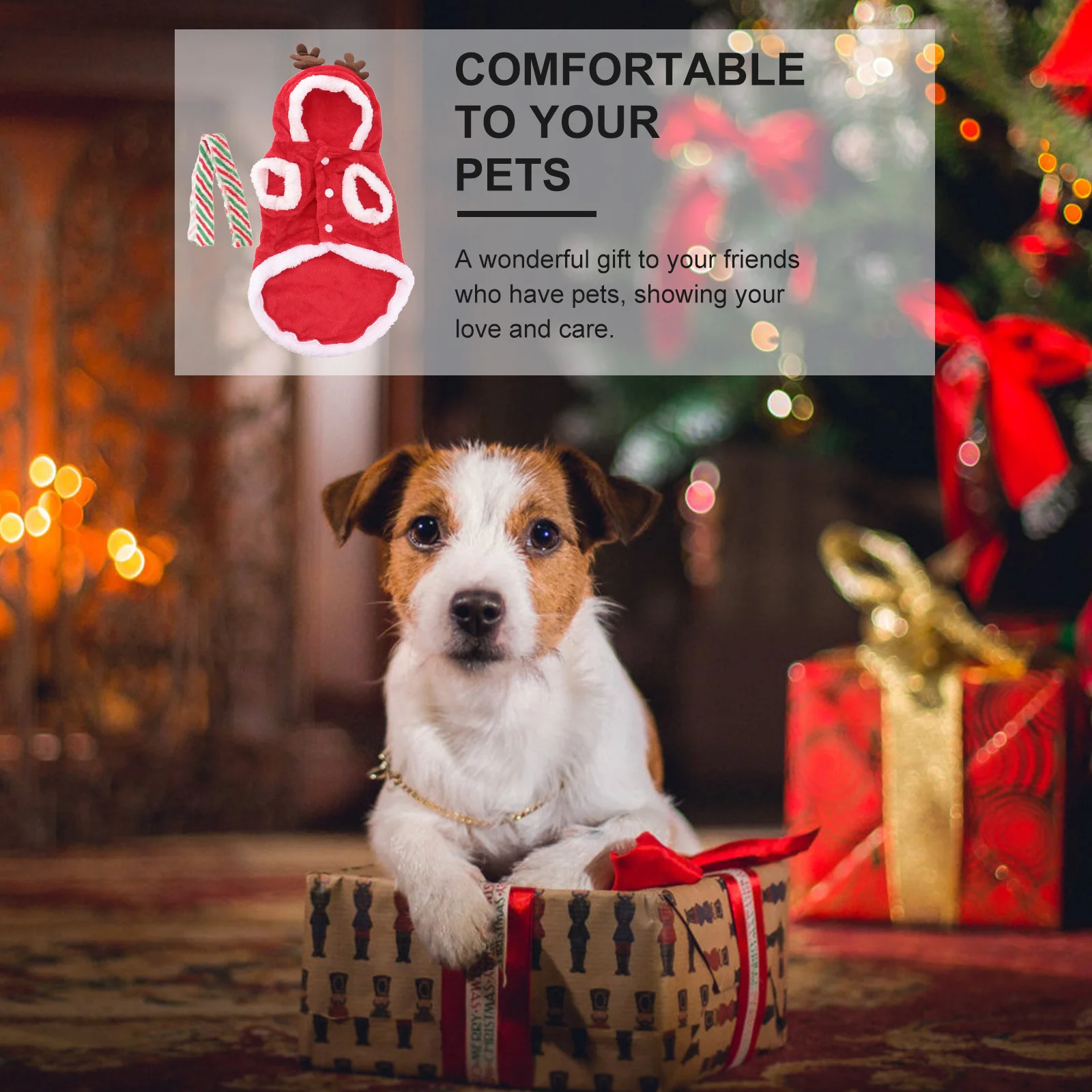 

Christmas Pet Dog Warm Flannel Clothes Elk Pattern Button Design Easy Wear Winter Costume for Puppies Medium Size Holiday Party