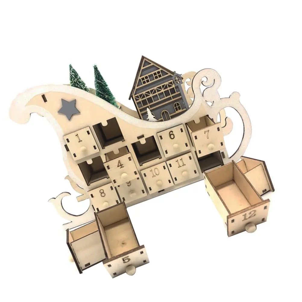 

1Pcs Wooden Christmas Calendar Adornment Perfect for Bookshelf Windowsill Dining Room Christmas Wooden Ornament