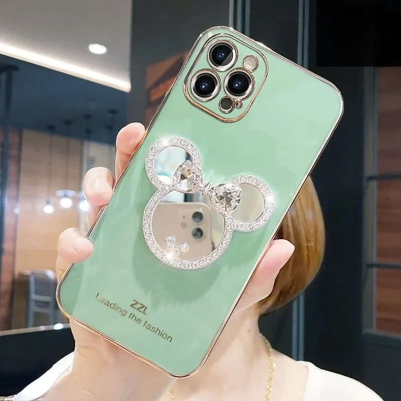 حافظة هاتف ديزني ميني ماوس ميرور لهاتف آيفون ، فاشن أنيمي كارتوني ، لطيف ، للنساء ، 14 ، 11 ، 13 ، 12 برو ماكس ، XR ، XS ، 7 ، 8 Plus ، SE