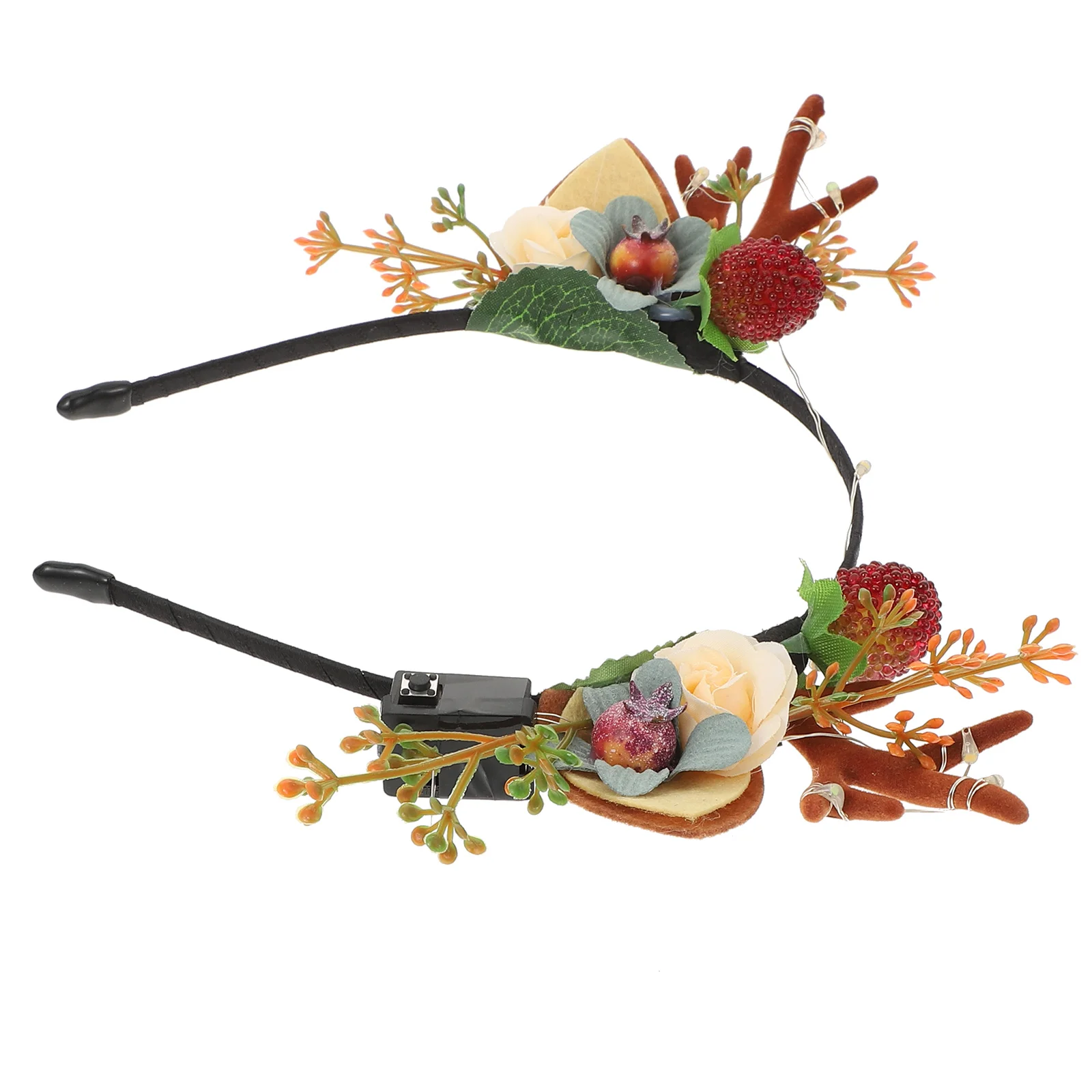 Natal bandana brilhante veado chifre hairband headwear prop elk decorativo headdress festival argola de aço flores