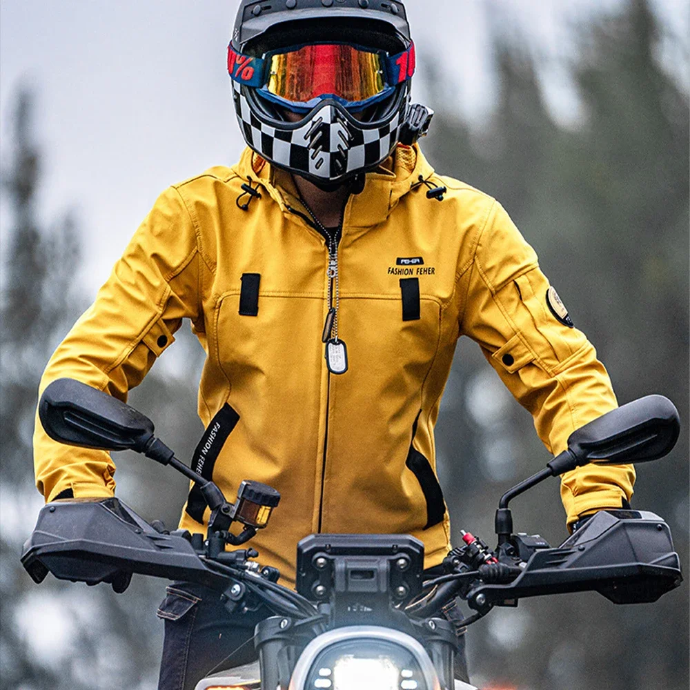 Chaqueta de motocicleta para hombre, ropa Unisex impermeable para exteriores, equipo de protección extraíble suave a prueba de viento para montar en