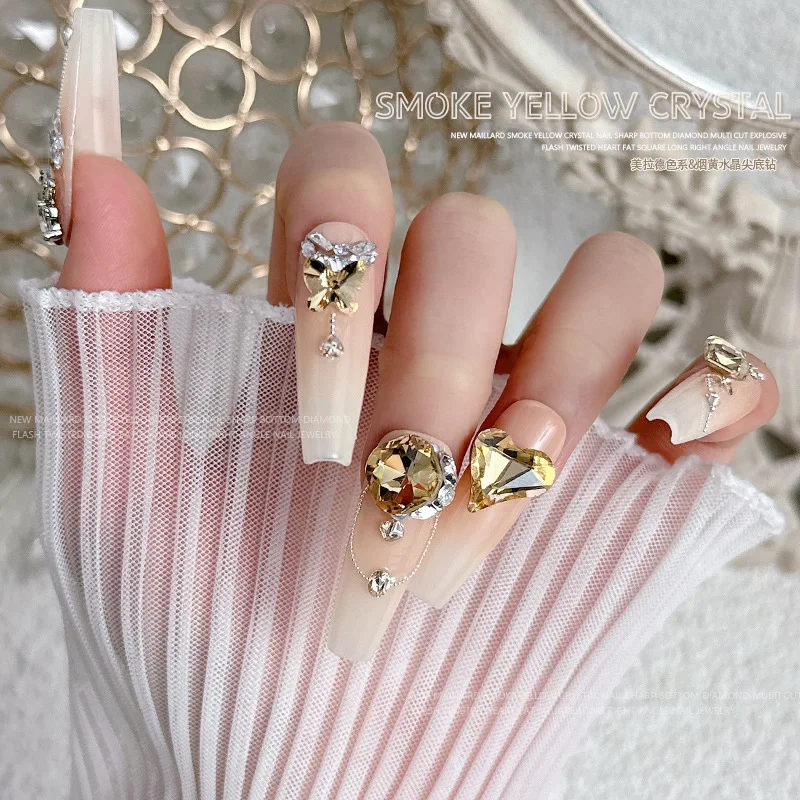20PCS 3D Melard Color Scheme 3D Nail Art Rhinestone Pointed Bottomed Crystal Diamond Accessories For Nails Decoration Supplies