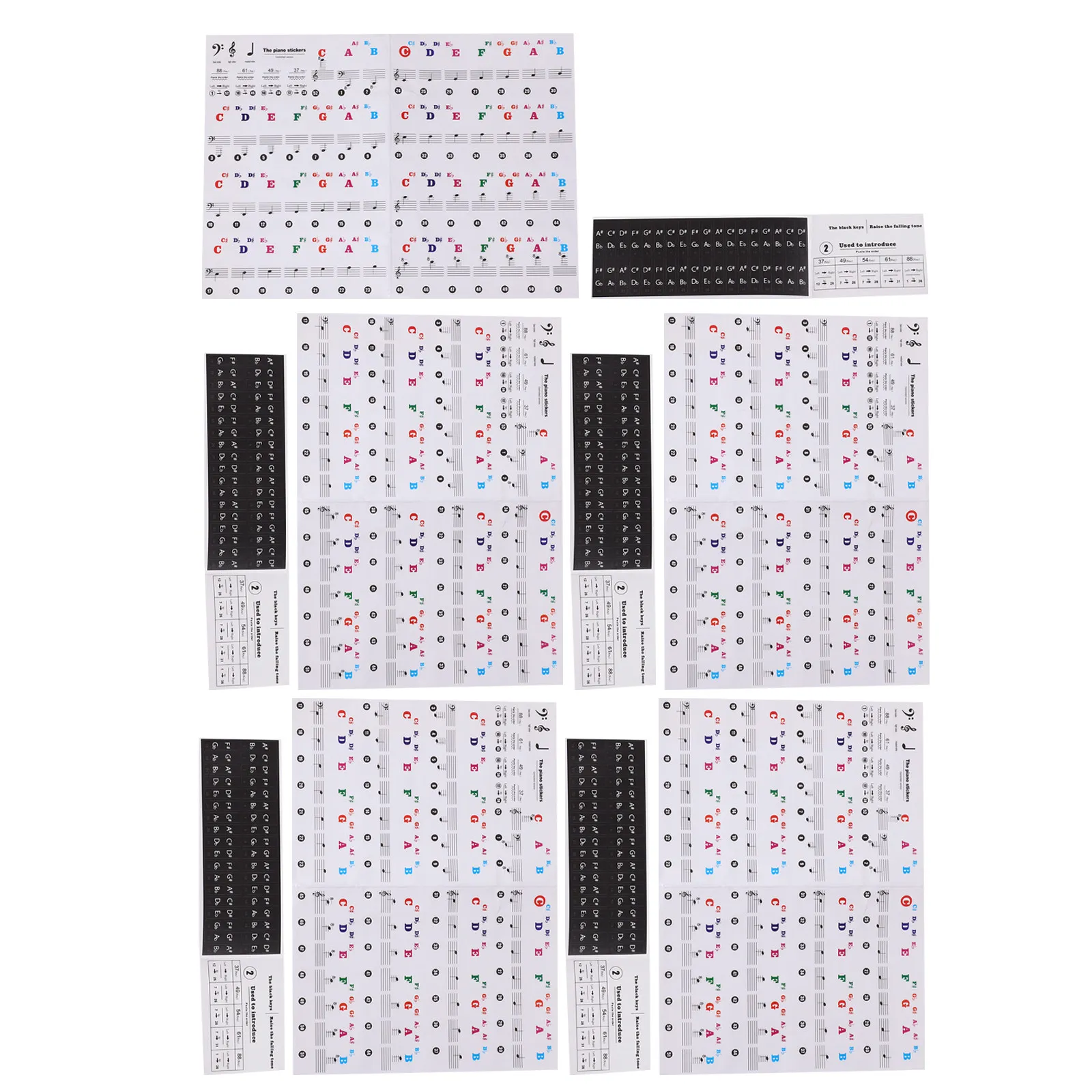 5Pcs Piano Keyboard Stickers Colorful Removable Note Labels Beginners Adults Music Learning Aid Keyboard Letters