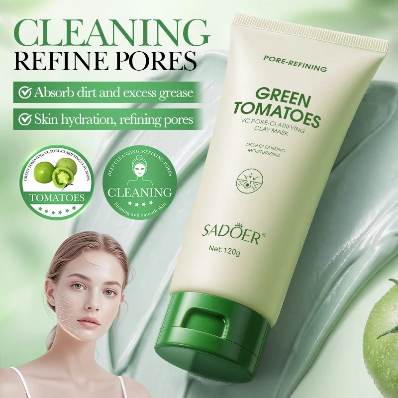 

SADOER Green Tomato VC Pore Minimizing Mud Mask Oil Control Deep Cleansing Hydrating Facial Mask