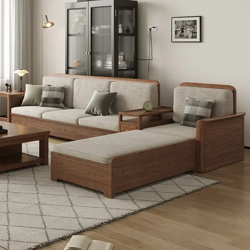 

XXMAsh wood all-solid wood sofa Nordic style modern simple living room storage small apartment set