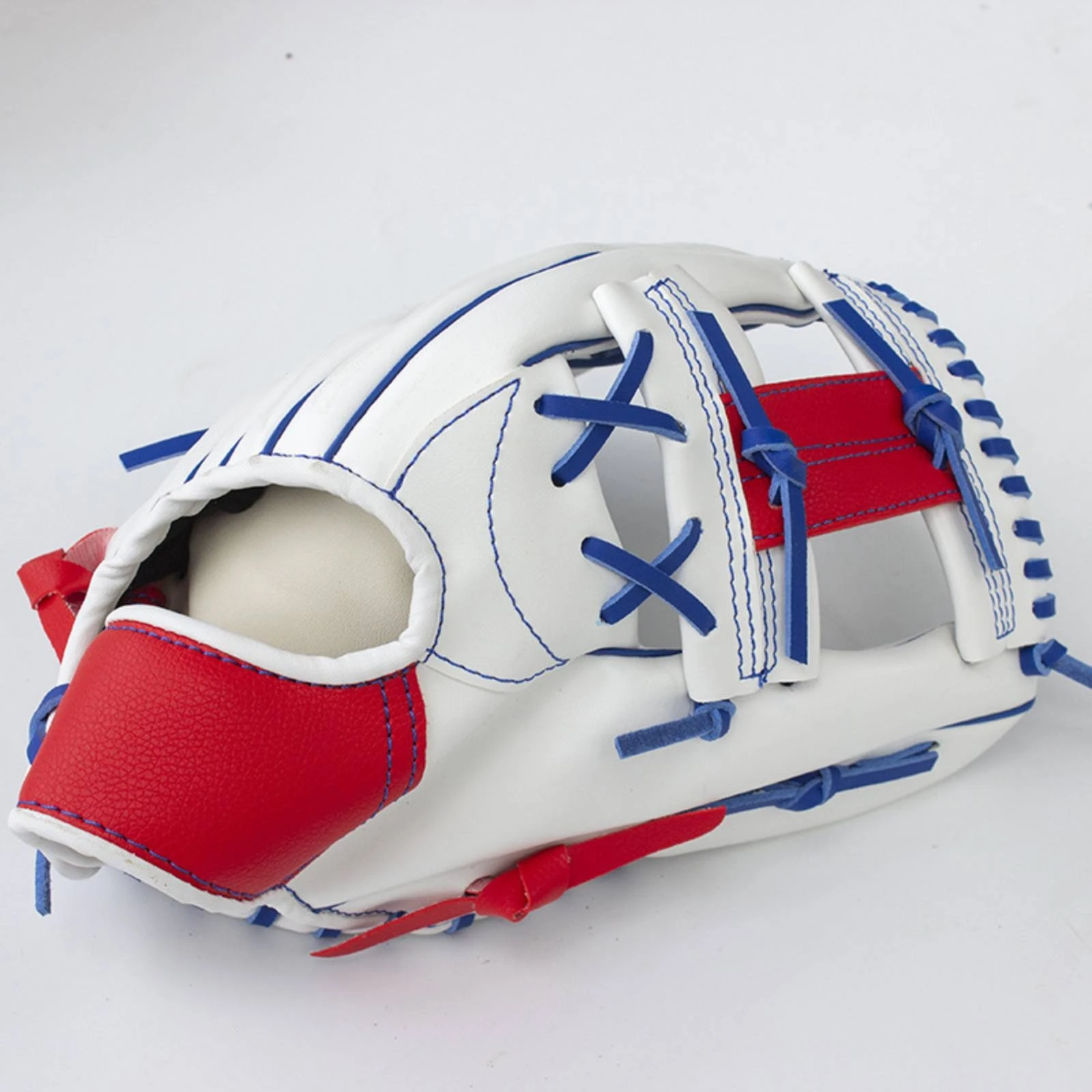 

Baseball Training Glove Blue Lacing Fingered Fielding Glove Sports Gear Leather-Like Easy to Break In