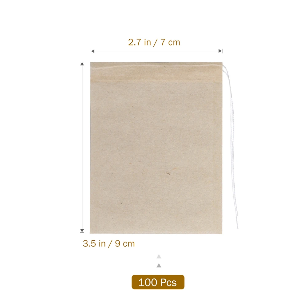 

100pcs Tea Bag Set Wood Pulp Paper Strainer Empty Drawstring Bags for Loose Leaf Tea Filter Coffee Herbal Powder