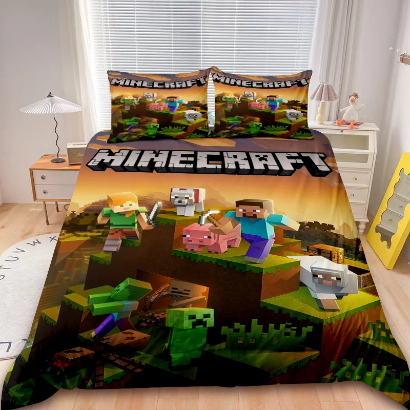 أطفال ماين كرافت 3 قطعة مجموعة غطاء لحاف لعبة ماي وورلد طقم سرير المعزي غطاء الأولاد أطفال للهدايا ديكور غرفة النوم #2