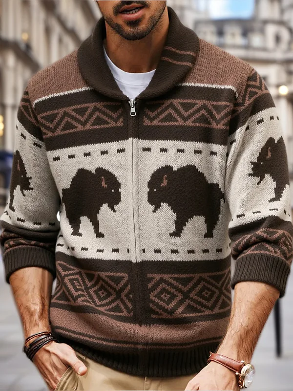 

Мужской ретро-свитер из трикотажа, утепленный, с длинным рукавом, для активного отдыха, на молнии, удобный, дышащий, эластичный трикотаж