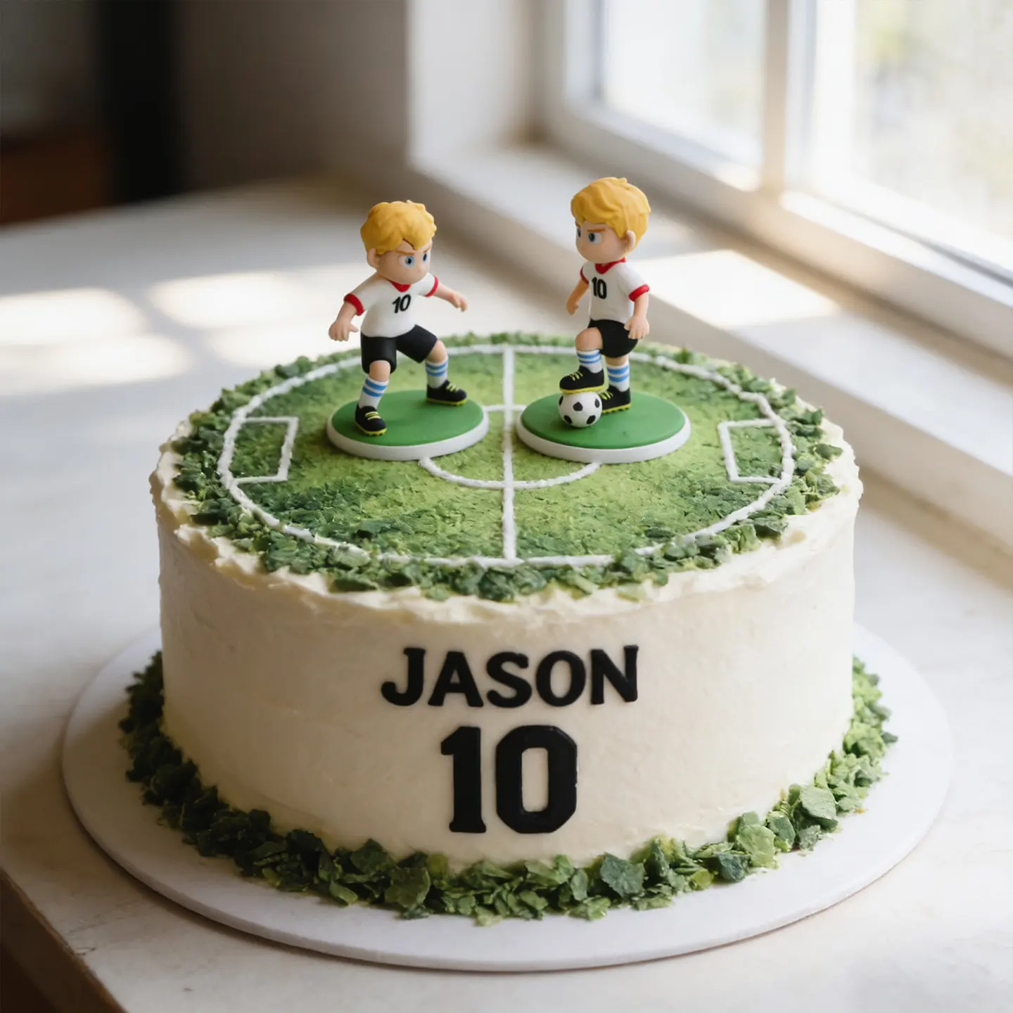 Fußball-Geburtstagstorten-Deko: Weltmeisterschafts-Thema für Jungen – Fußballspieler, Trophäe & Fußball-Tortendekorationen für Kinderparty-Zubehör – Detail 2