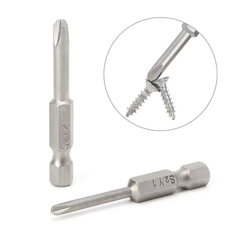 Y Shaped Screwdriver Bits Set Magnetic 1/4” Hex Shank Y Tip Head Y1 Y2 50mm S2 Steel Screw Driver Bit Electric Drill Hand Tools