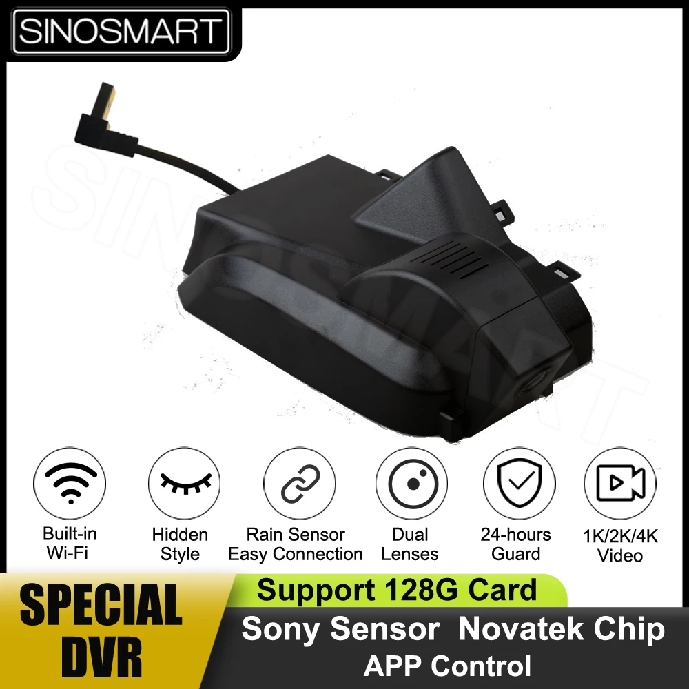 SINOSMART 1080P Dash Car DVR Camera Cycle Recording for Geely Atlas PRO STAR ZONE APP WIFI Control SONY IMX307 USB as Default