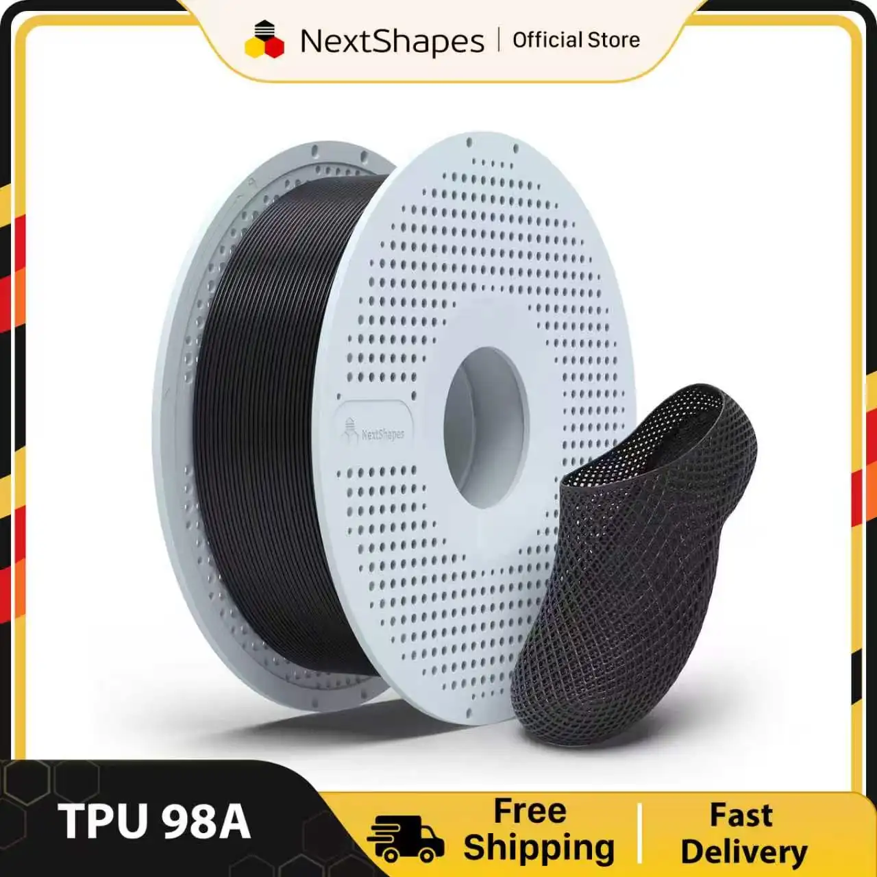 NextShapes 3D Printer Filament TPU 98A 800g Black And White Transparent 1.75±2mm 3D Printer Flexible Filament Without Bubbles
