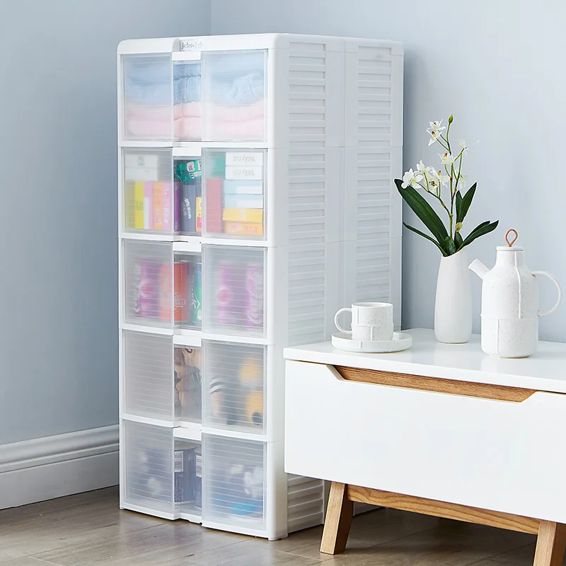 Eco-friendly plastic locker household bedroom bathroom 3 4 5-layer drawer cabinet sundries storage drawers with wheels